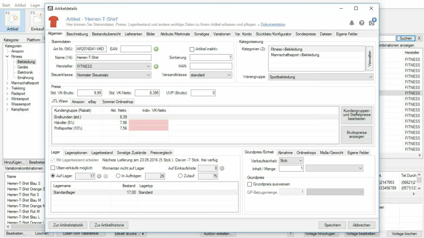 Onlineshop-Warenwirtschaft